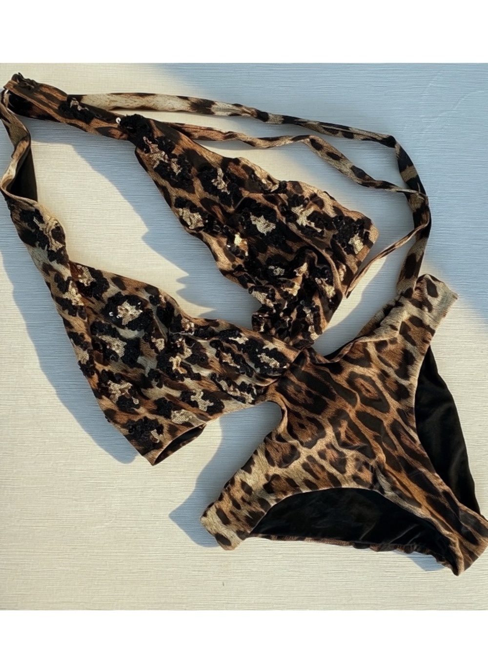 Vintage Roberto Cavalli Leopard Sequin Cutout Monokini Medium - Picture 3 of 7